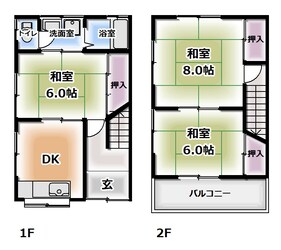 岡山3丁目貸家の物件間取画像